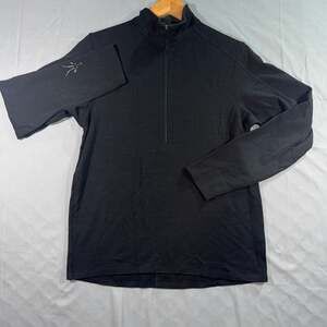 Ibex Merino Wool Black Half Zip Sweater Jacket Made in USA Size M